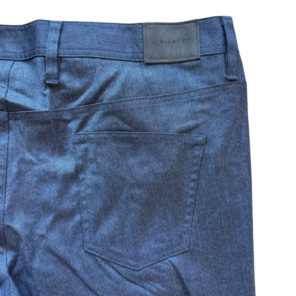 J. Hilburn Pants Mens 40x30 Blue Denim Look Straight Leg 5-Pocket Stretch Wool